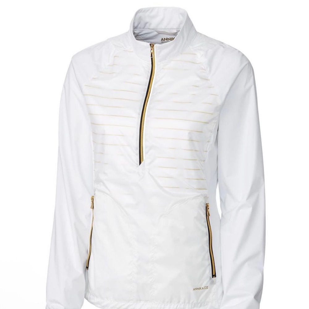 Annika by Cutter &‎ Buck Windbreaker/ Rain Delay Gold 3/4 Zip Size M